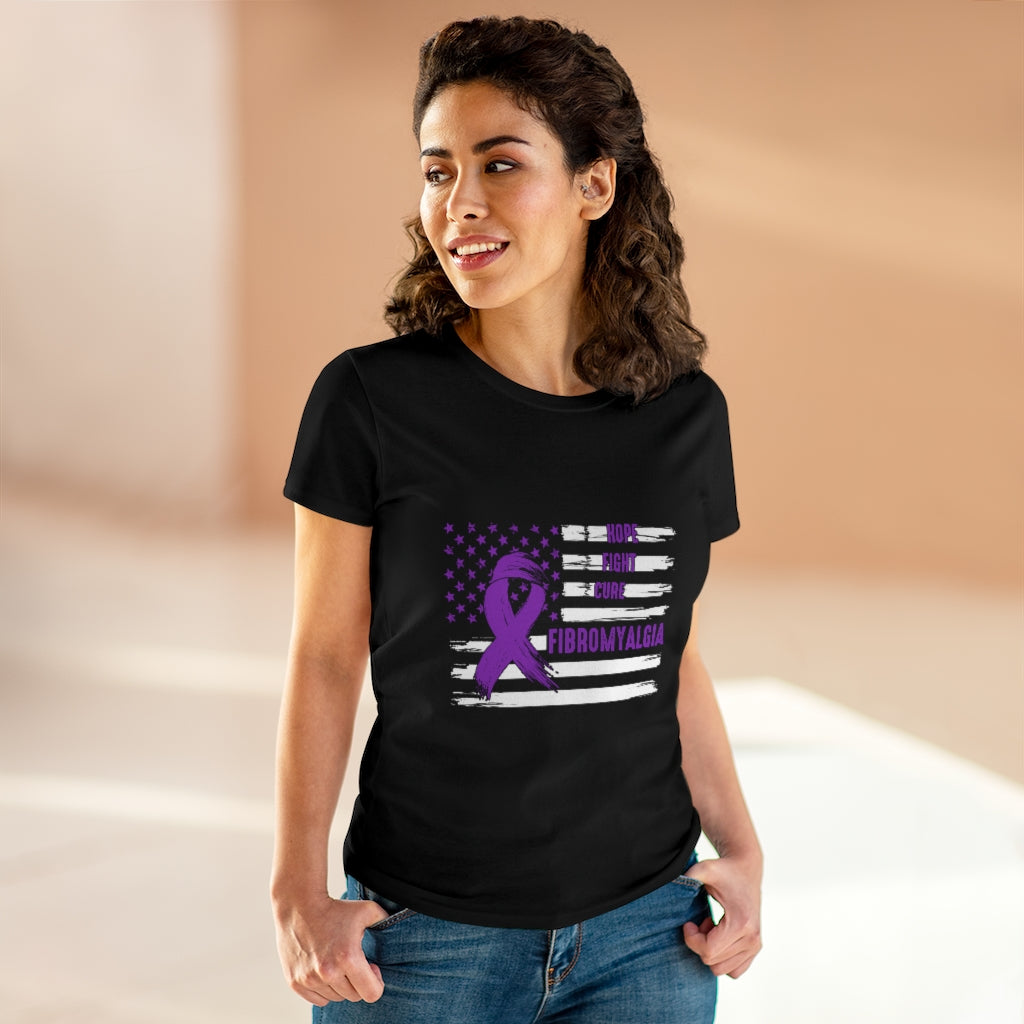 Hope Fight Cure Fibromyalgia Women's Heavy Cotton Tee