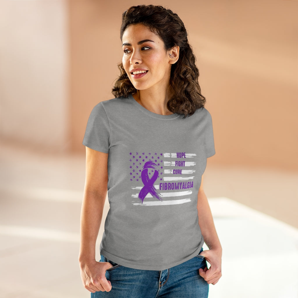 Hope Fight Cure Fibromyalgia Women's Heavy Cotton Tee