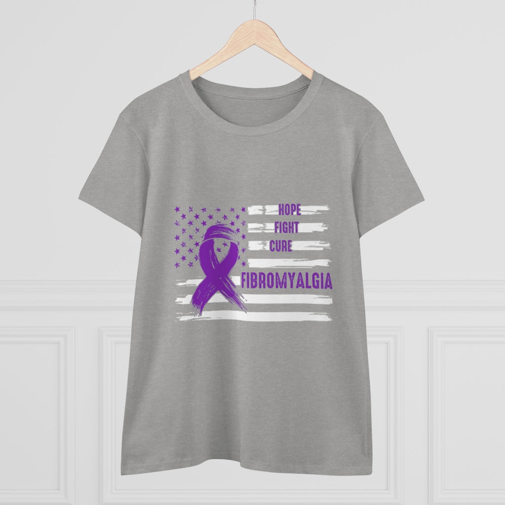 Hope Fight Cure Fibromyalgia Women's Heavy Cotton Tee