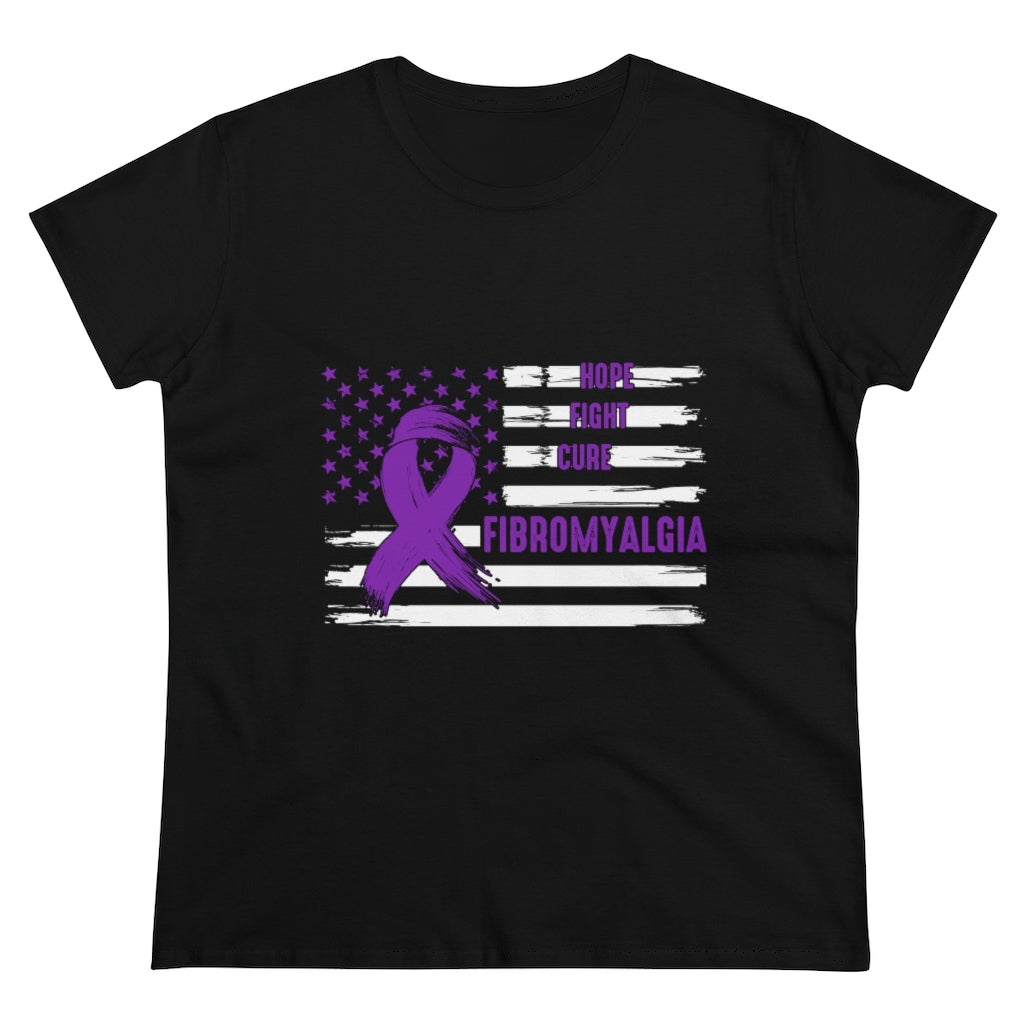 Hope Fight Cure Fibromyalgia Women's Heavy Cotton Tee