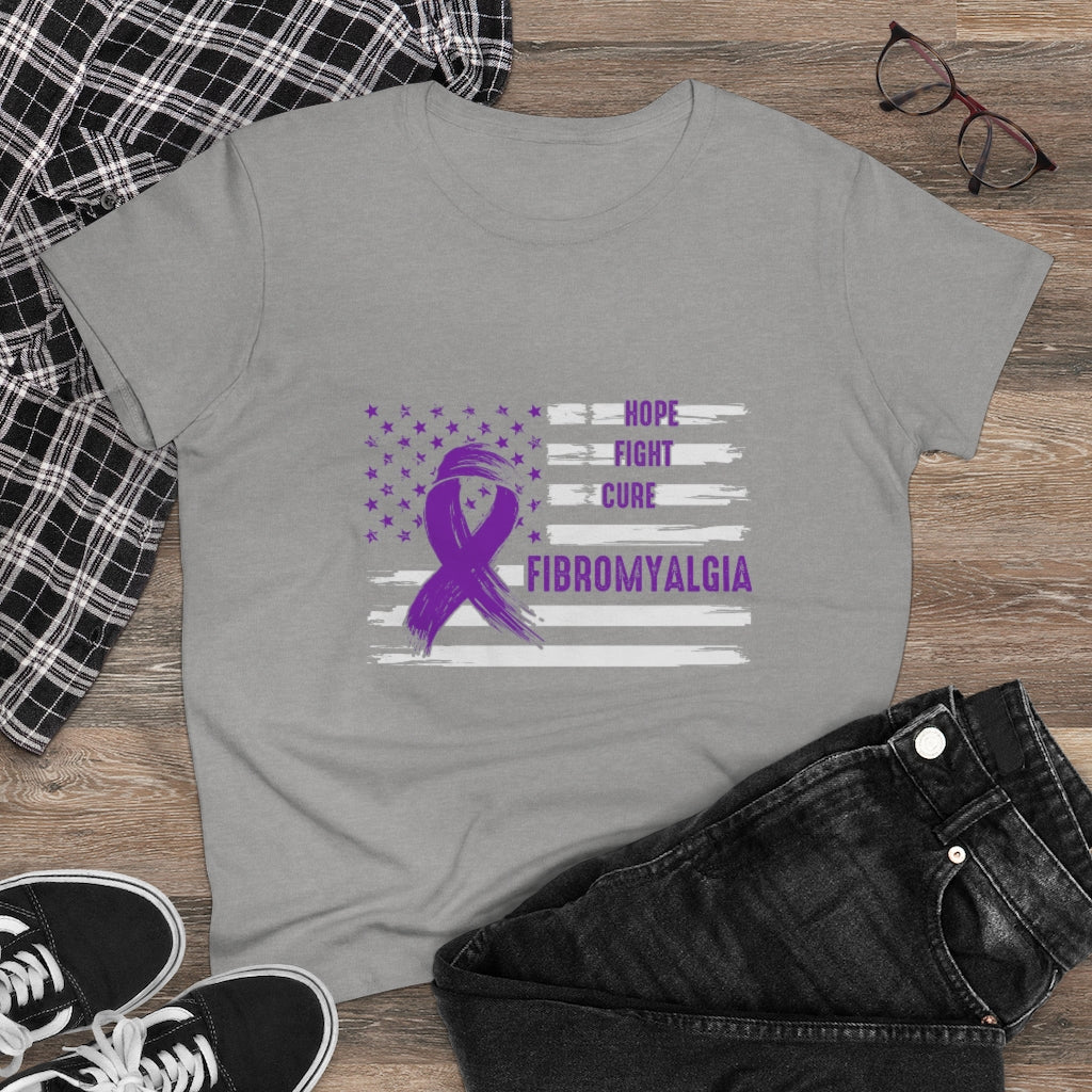 Hope Fight Cure Fibromyalgia Women's Heavy Cotton Tee